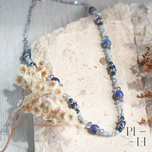Handmade necklace natural jade & sodalite gemstone